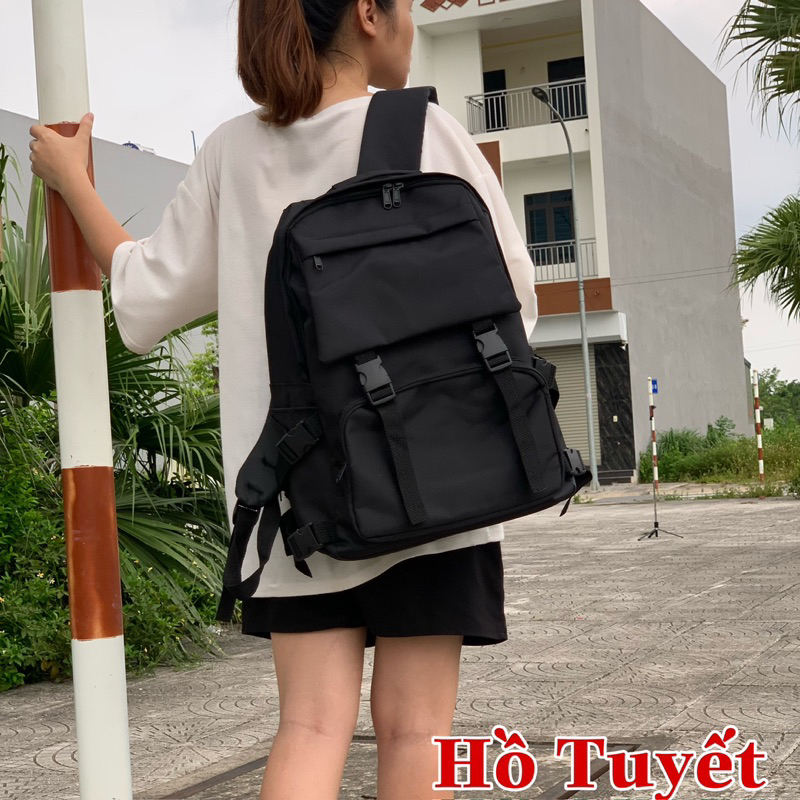 Balo thời trang nam nu cặp đi học chất vải canvas bền đẹp chống thấm nước nhiều ngăn đựng tiện dụng AB 00