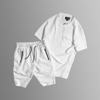 Bộ đồ thể thao nam vải xốp Thái set áo thun quần đùi mặc nhà, set đồ nam đi chơi vải mềm lanh mát TOP Menswear 006