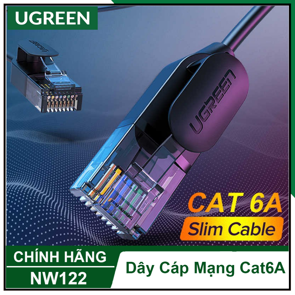 Dây cáp mạng Ethernet chuẩn CAT6A đầu cắm RJ45 siêu mỏng tương trợ vận ...