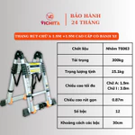 Thang nhôm rút chữ A 3.8M (1.9M+1.9M) có bánh xe, thanh giằng chống rung lắc, hàng nhập khẩu - BẢO HÀNH 24 THÁNG — ảnh 2