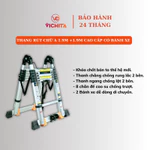 Thang nhôm rút chữ A 3.8M (1.9M+1.9M) có bánh xe, thanh giằng chống rung lắc, hàng nhập khẩu - BẢO HÀNH 24 THÁNG — ảnh 3