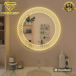 Gương Led Hoa Văn Tròn Cảm Ứng Cao Cấp, Gương trang điểm,treo phòng tắm Diamond Mirror 37