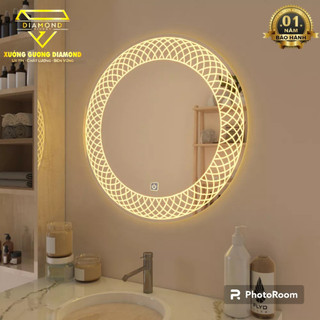 Gương Led Hoa Văn Tròn Cảm Ứng Cao Cấp, Gương trang điểm,treo phòng tắm Diamond Mirror 37