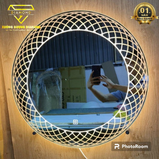 Gương Led Hoa Văn Tròn Cảm Ứng Cao Cấp, Gương trang điểm,treo phòng tắm Diamond Mirror 37