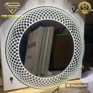 Gương Led Hoa Văn Tròn Cảm Ứng Cao Cấp, Gương trang điểm,treo phòng tắm Diamond Mirror 37