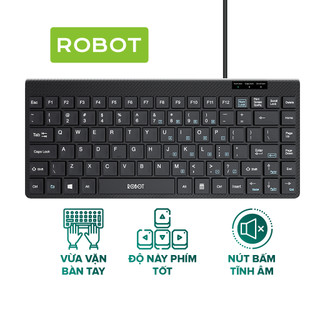 Bàn Phím Có Dây Mini ROBOT RK10 Nút Ấn Tĩnh Âm Không Gây Ồn, Nhỏ Gọn Thuận Tiện Mang Theo - Bảo Hành 12 Tháng