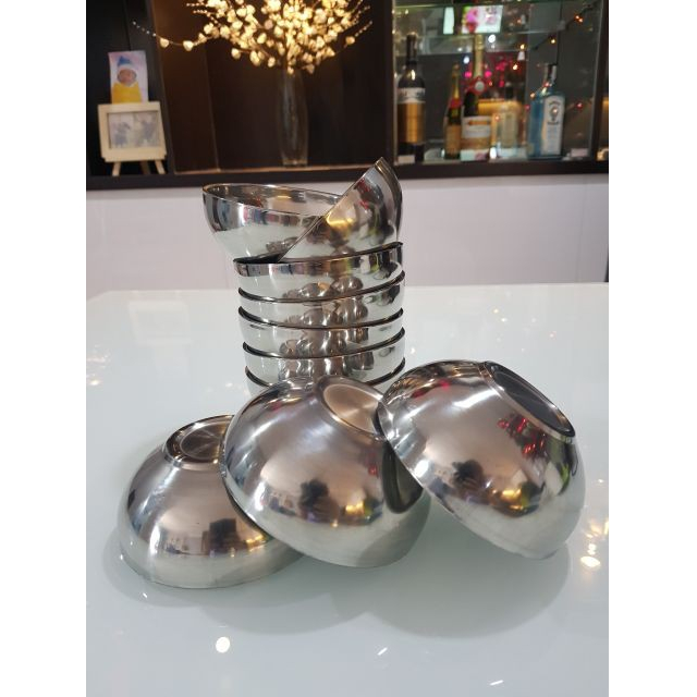[HCM Sẵn Hàng] Bộ 10 Tô Inox Trơn Đường Kính 14, 16cm - Bộ Tô, Chén ...