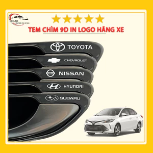 Tem chìm logo 9D theo hãng xe cao cấp, decal niken mạ bạc trang trí ô tô tinh tế bền đẹp, stick miếng dán oto