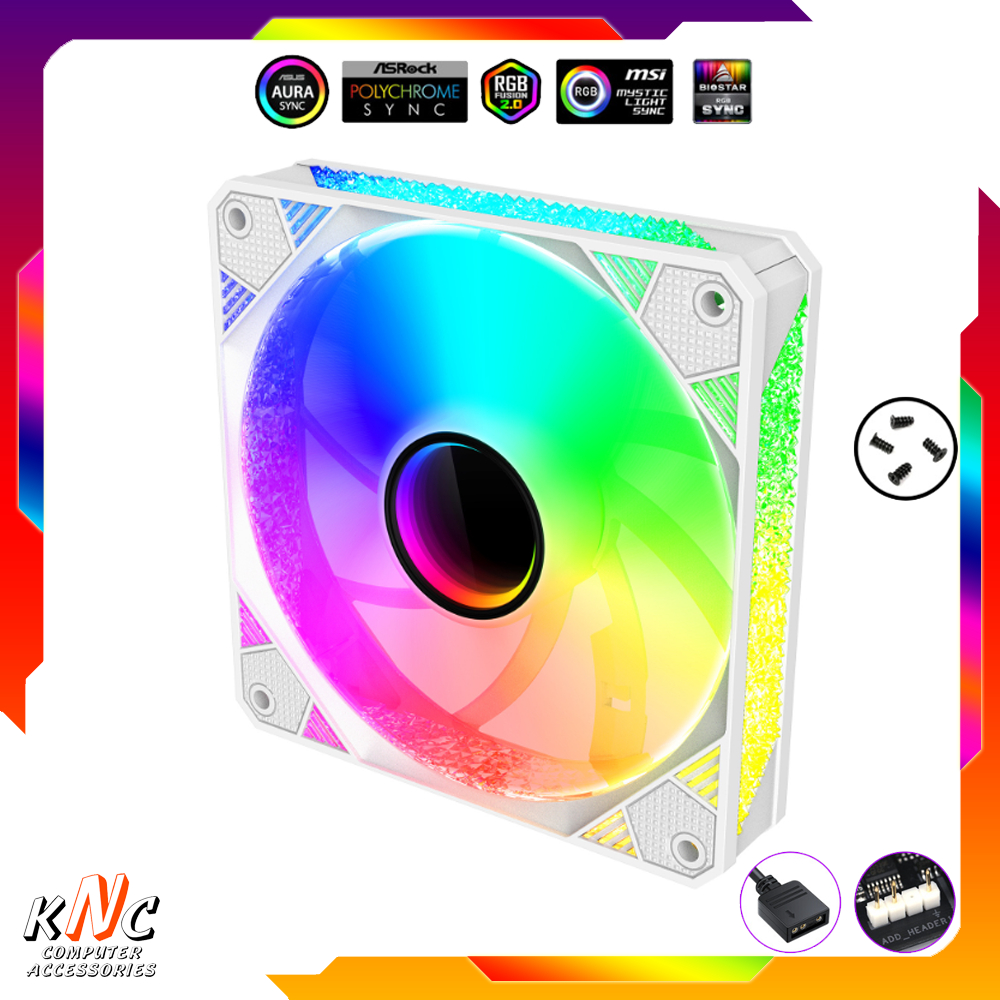 Quạt Tản Nhiệt Fan Led 5v ARGB F-B12 White Đồng Bộ Mainboard Kích Thước ...