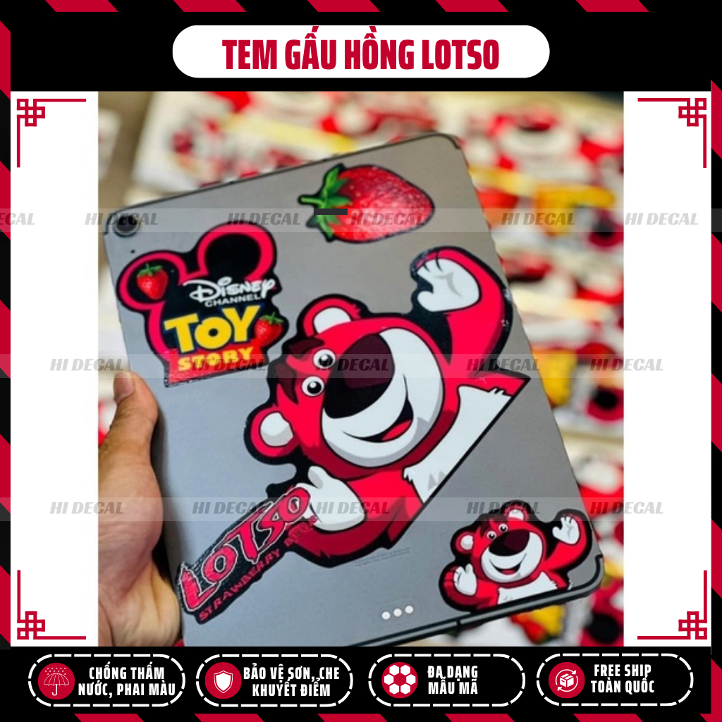 Tem Gấu Dâu Losto dán xe SH Wave Sirius Honda Yamaha | TMN-H005 | Decal cao cấp chống nước, chống phai màu