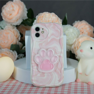 Ốp lưng iphone cạnh sóng nổi gắn bàn chân mèo cute dành cho ip 6 đến 16promax - xx2018