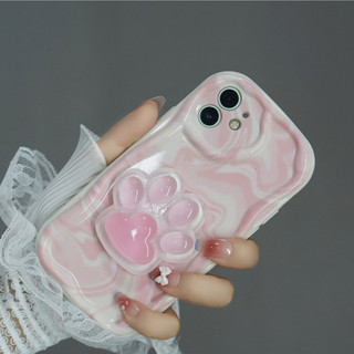 Ốp lưng iphone cạnh sóng nổi gắn bàn chân mèo cute dành cho ip 6 đến 16promax - xx2018