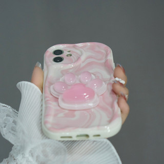 Ốp lưng iphone cạnh sóng nổi gắn bàn chân mèo cute dành cho ip 6 đến 16promax - xx2018
