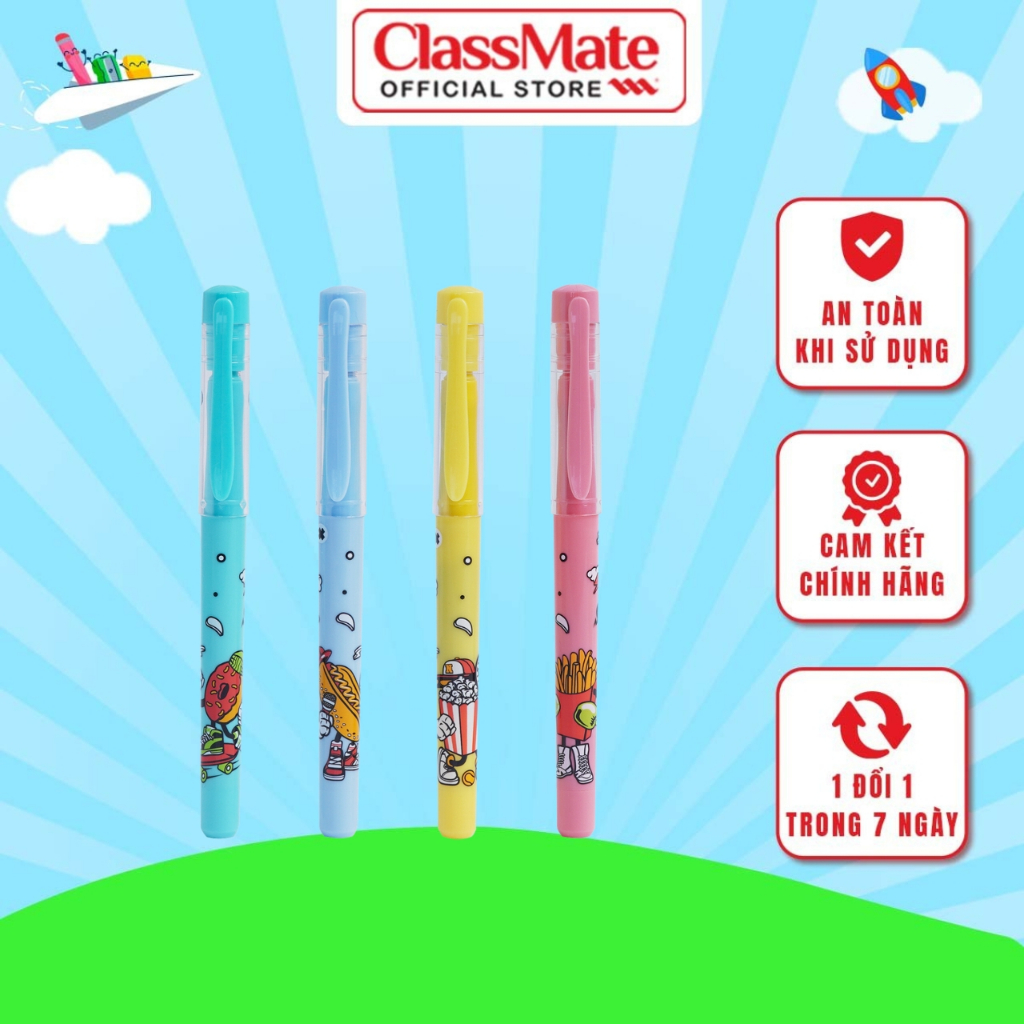 Bút máy CLASSMATE Thiết Kế Foods Màu Pastel, Dành Cho Học Sinh, Ngòi Kim Tinh, Nét Bút Đẹp, Mực Đều CL-FP605