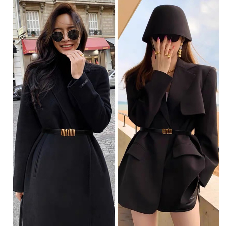 Đai váy bản nhỏ 1.3cm DV04 Dây thắt lưng da nữ dây nịt váy áo vest Blazer dạ size nhỏ da đẹp nốt nhạc mặt vàng Horizon