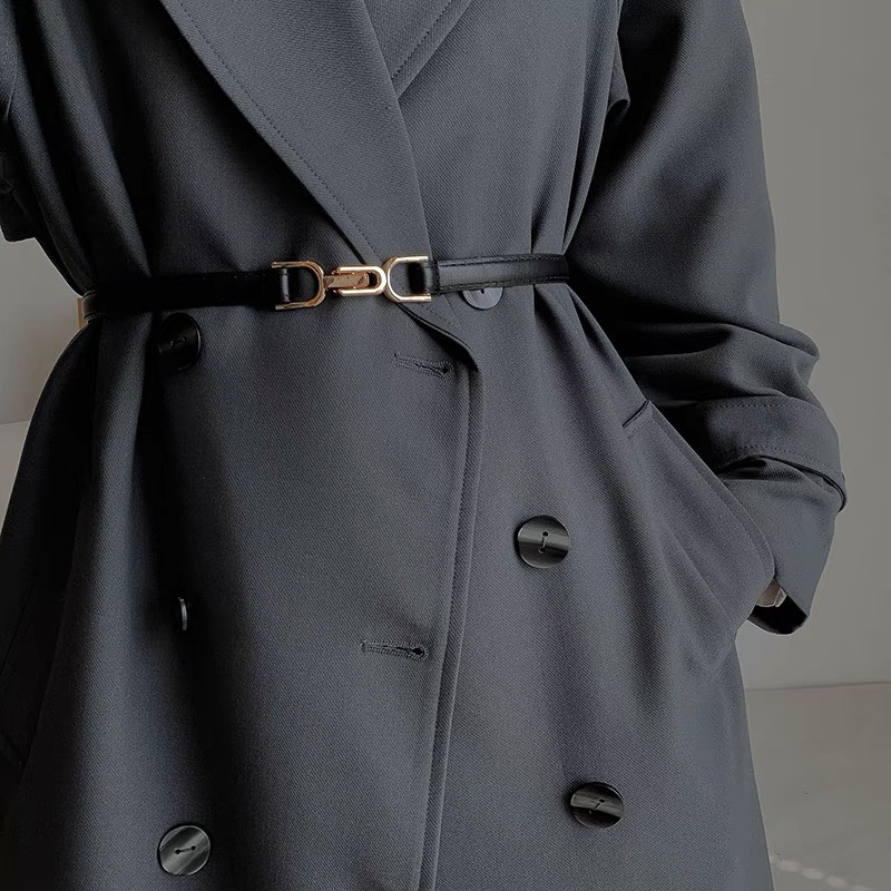 Thắt lưng da Đai váy gài bản nhỏ  nam nữ 1.5cm chữ U đối xứng DV09  Belt dây nịt váy đầm áo sơ mi blazer - Horizon