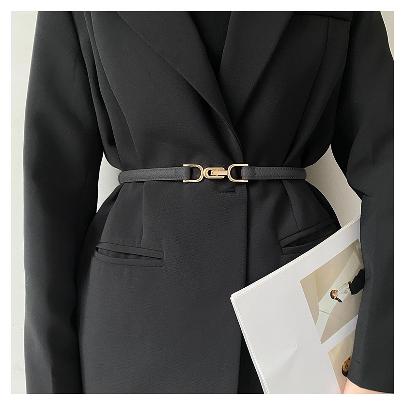 Thắt lưng da Đai váy gài bản nhỏ  nam nữ 1.5cm chữ U đối xứng DV09  Belt dây nịt váy đầm áo sơ mi blazer - Horizon