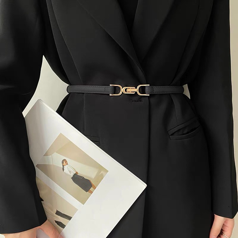 Thắt lưng da Đai váy gài bản nhỏ  nam nữ 1.5cm chữ U đối xứng DV09  Belt dây nịt váy đầm áo sơ mi blazer - Horizon