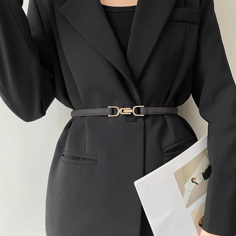 Thắt lưng da Đai váy gài bản nhỏ  nam nữ 1.5cm chữ U đối xứng DV09  Belt dây nịt váy đầm áo sơ mi blazer - Horizon