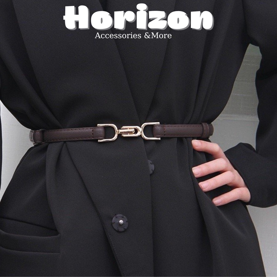Thắt lưng da Đai váy gài bản nhỏ  nam nữ 1.5cm chữ U đối xứng DV09  Belt dây nịt váy đầm áo sơ mi blazer - Horizon