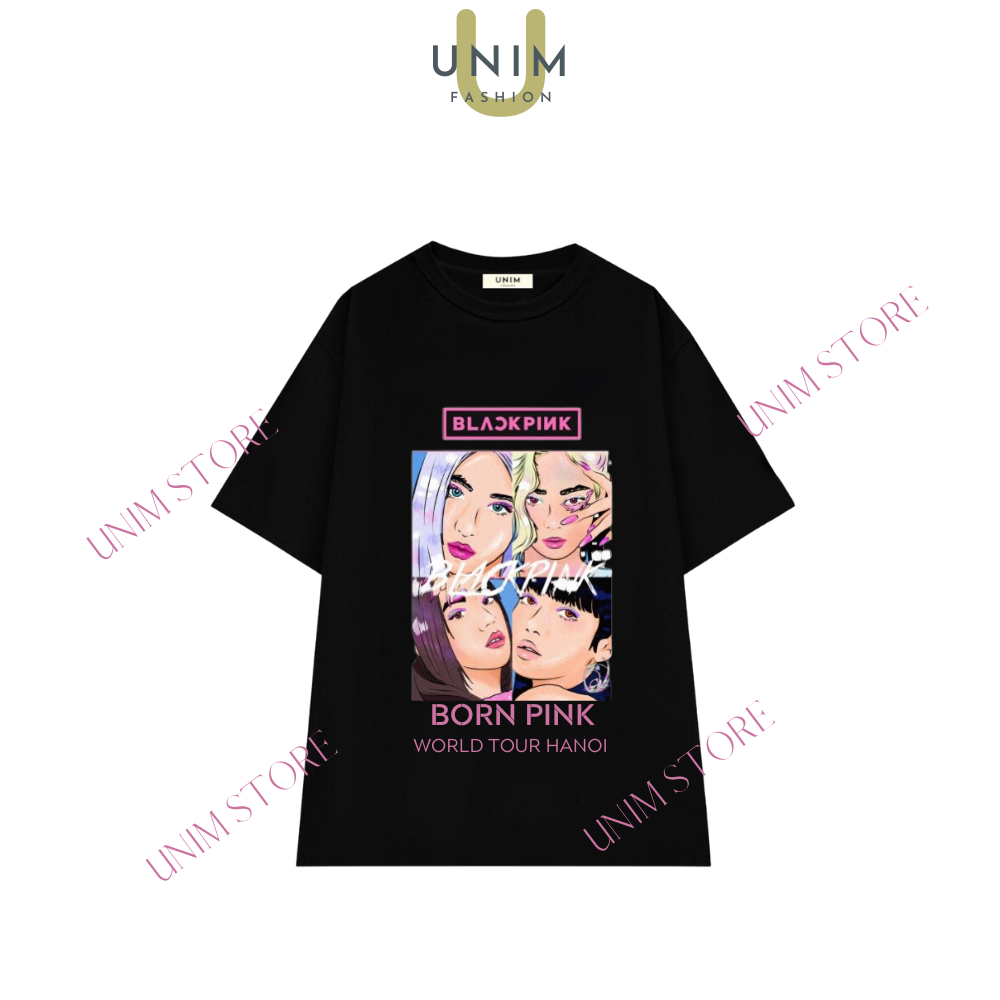 [VẢI 250 GSM] Áo BlackPink Thun Cao Cấp Unim Store 100% Cotton In Chữ Lisa Jennie Rose Jisoo - AP101
