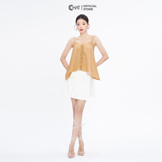 Áo 2 Dây 𝐂𝐂𝐇𝐀𝐓 Kiểu Phối Đai Nẹp Dáng Suông Chất Mango Cao Cấp 92AAE2001ST