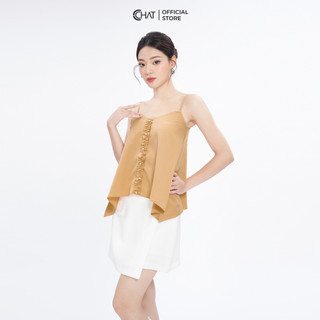 Áo 2 Dây 𝐂𝐂𝐇𝐀𝐓 Kiểu Phối Đai Nẹp Dáng Suông Chất Mango Cao Cấp 92AAE2001ST
