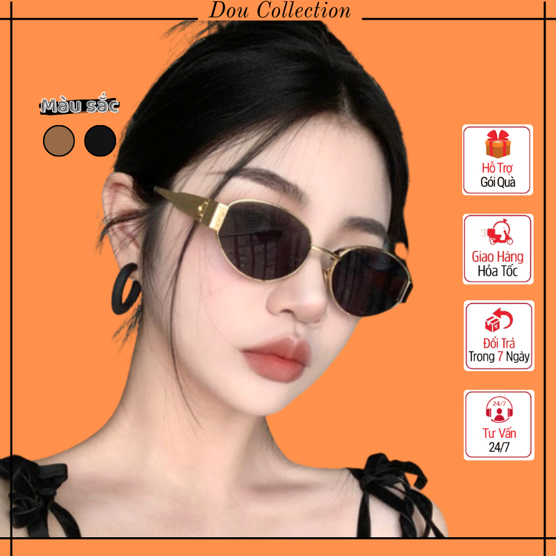 Kính mát unisex nam nữ, Kính râm cao cấp gọng kim loại mắt kính hình ...