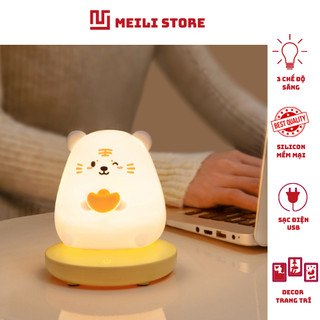 ( TẶNG ĐÈN NGỦ CẮM TƯỜNG) Đèn Ngủ Để Bàn Silicon Có Đế Hổ, Ánh Sáng Vàng Ấm, 3 Chế Độ Sáng MEILI STORE