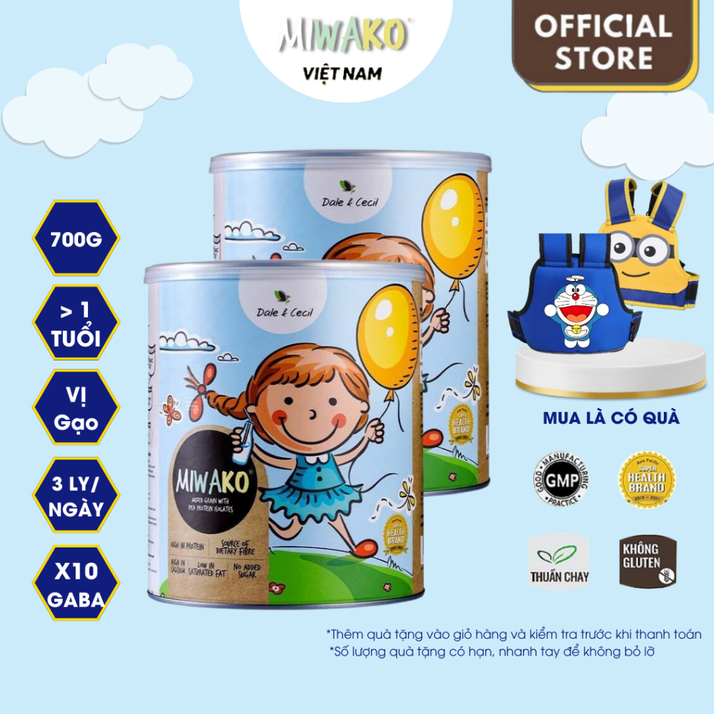 Sữa hạt thực vật hữu cơ MIWAKO vị gạo hộp 700g x 2 hộp (1.4kg) - Miwako Official Store