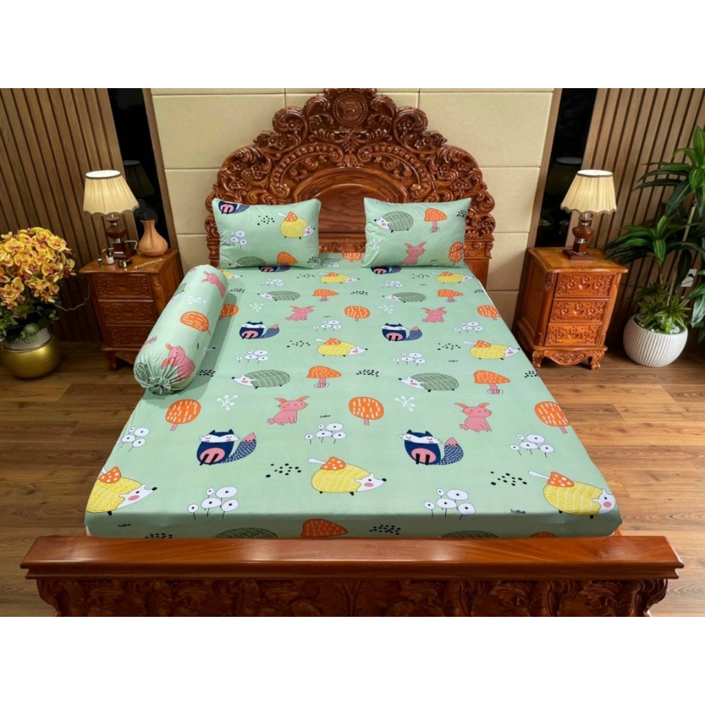 link 1 (ôm dây kéo )Bộ ga thun hàn quốc 4 món - 1m6 và 1m8