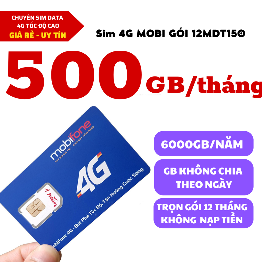 SIM MOBIFONE 4G MIỄN PHÍ 1 NĂM 6 THÁNG KHÔNG CẦN NẠP TIỀN MDT150 CÓ ...