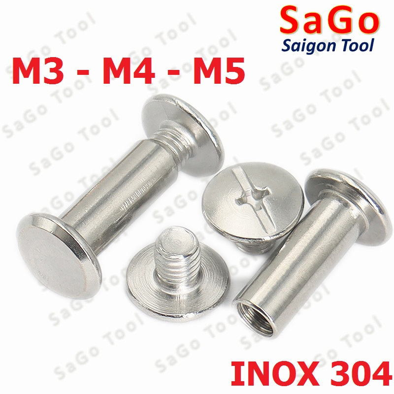 Đinh tán inox, đinh tán vặn ren inox 304 đầu Pake 3ly 4 ly 5ly (2 bộ ...