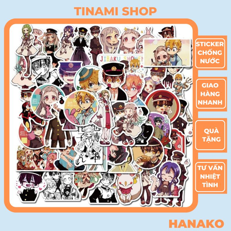 Bộ 50 Sticker Anime Hanako Cậu mà nhà xí hình dán chống nước dùng trang ...