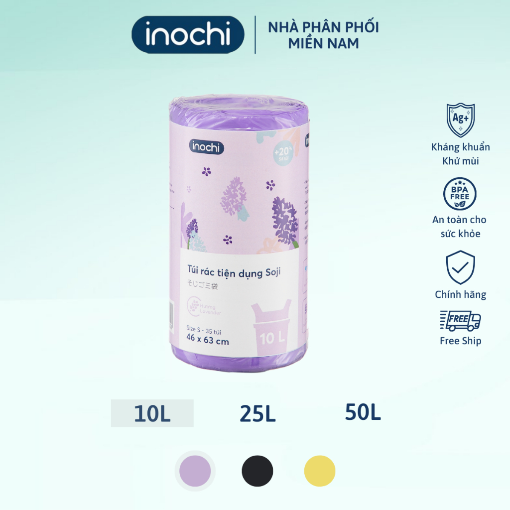 Ảnh Túi đựng rác hương INOCHI, túi rác tự hủy có quai xách, hạn chế rỉ nước. Túi rác có hương ngăn mùi, túi đựng rác 2