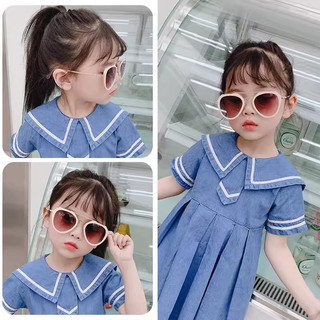 Kính Râm Thời Trang Trẻ Em Gọng Kim Loại Cao Cấp Chống UV Phong Cách Hàn Quốc Mắt To Cho Bé 6 - 14 Tuổi