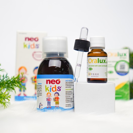Bộ đôi Sáng mắt Neo Kids Omega 3 DHA và Oralux Drop - Giúp chống cận thị sớm cho bé, bảo vệ mắt cho bé