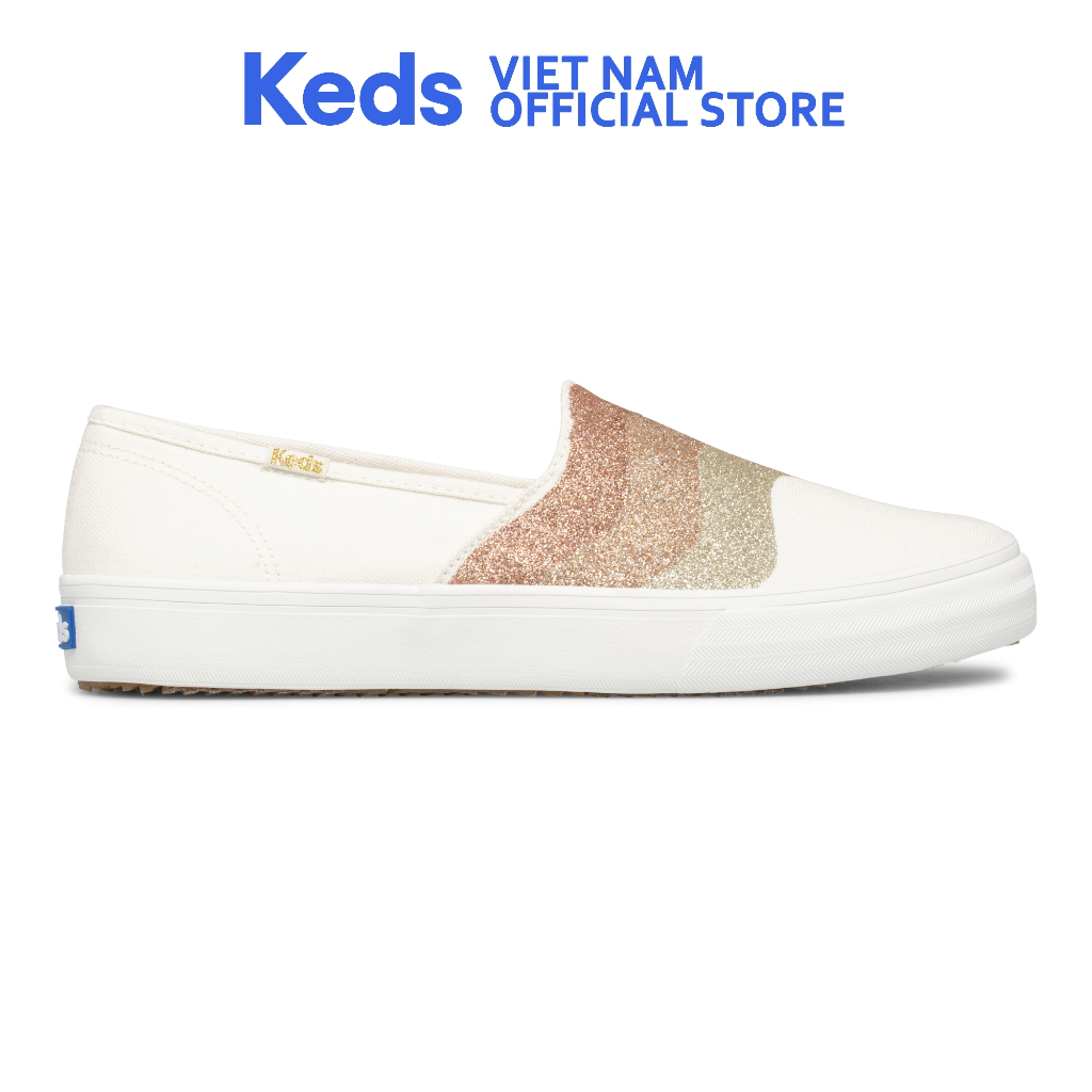 Giày Keds Nữ- Double Decker Wave Glitter Canvas Cream- KD065932