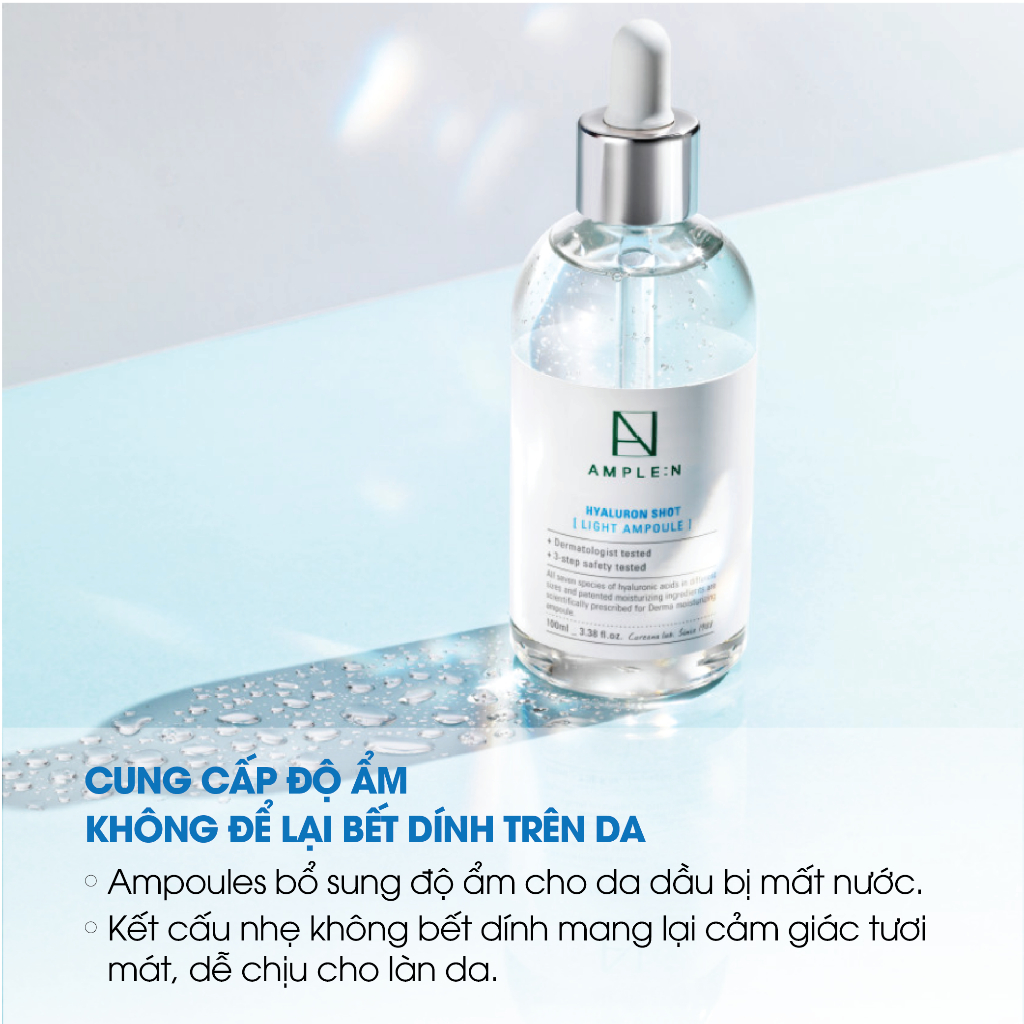 Ảnh Tinh Chất Cấp Ẩm Làm Trắng Da Ample:N Hyaluron Shot Light Ampoule 100ml 2