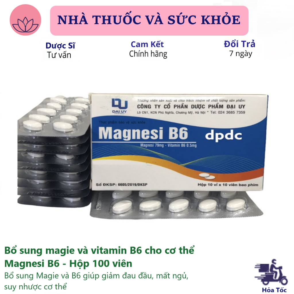 Bổ Sung Magie Và Vitamin B6 Cho Cơ Thể Magnesi B6 Hộp 100 Viên