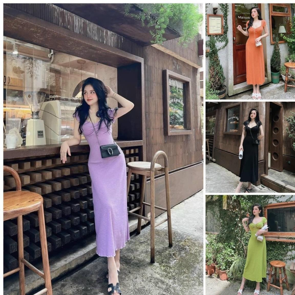 Đầm body nhúng ngực tay cánh tiên phom dài dáng xòe chất thun tâm nhập mã mới bãn chạy siêu tôn dáng