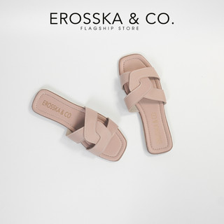 Erosska - Dép đế bệt nữ quai đan kiểu dáng đơn giản màu xanh - DE064