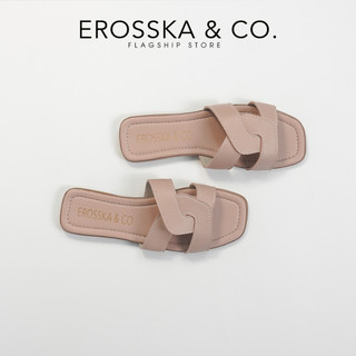 Erosska - Dép đế bệt nữ quai đan kiểu dáng đơn giản màu xanh - DE064