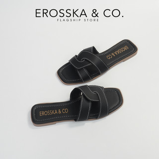 Erosska - Dép đế bệt nữ quai đan kiểu dáng đơn giản màu xanh - DE064