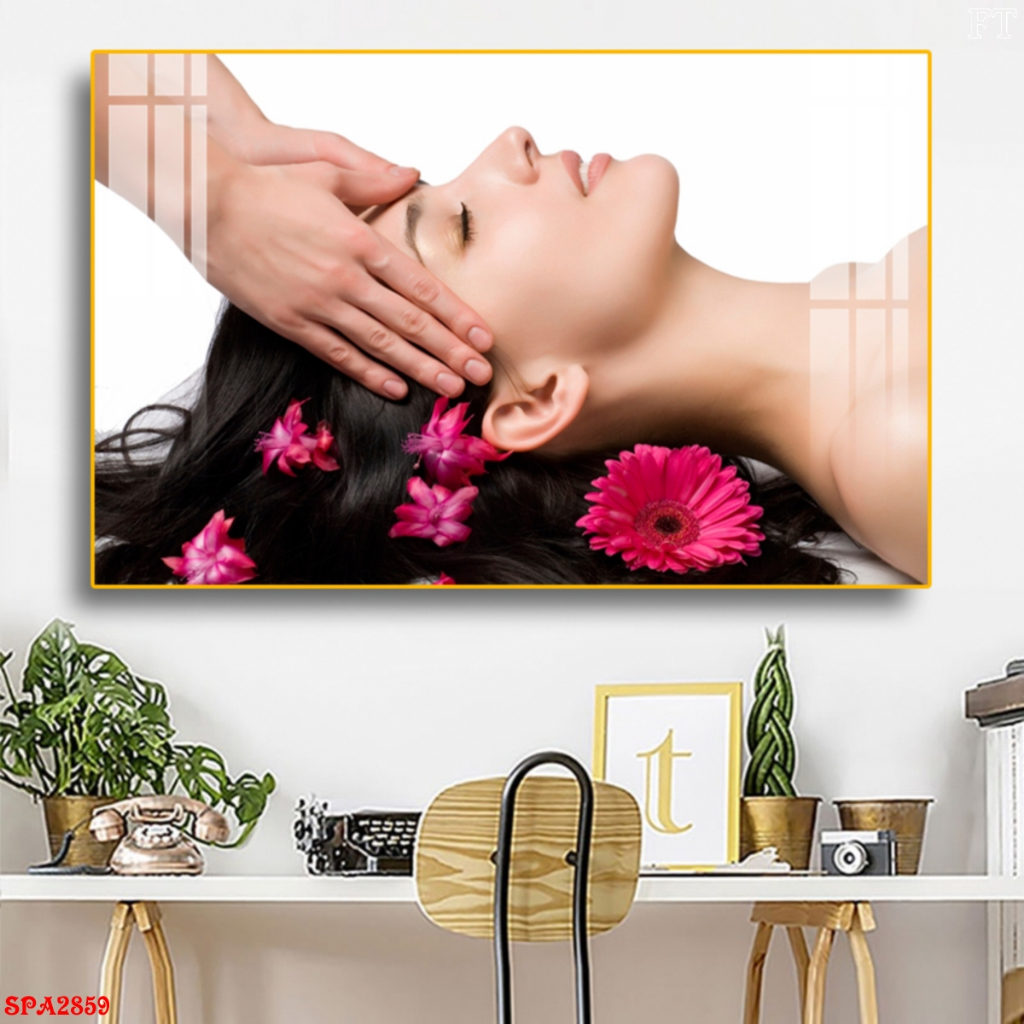 Tranh Treo Tường Tráng Gương Massage Đầu Trang Trí Spa Hiện Đại Oha Decor