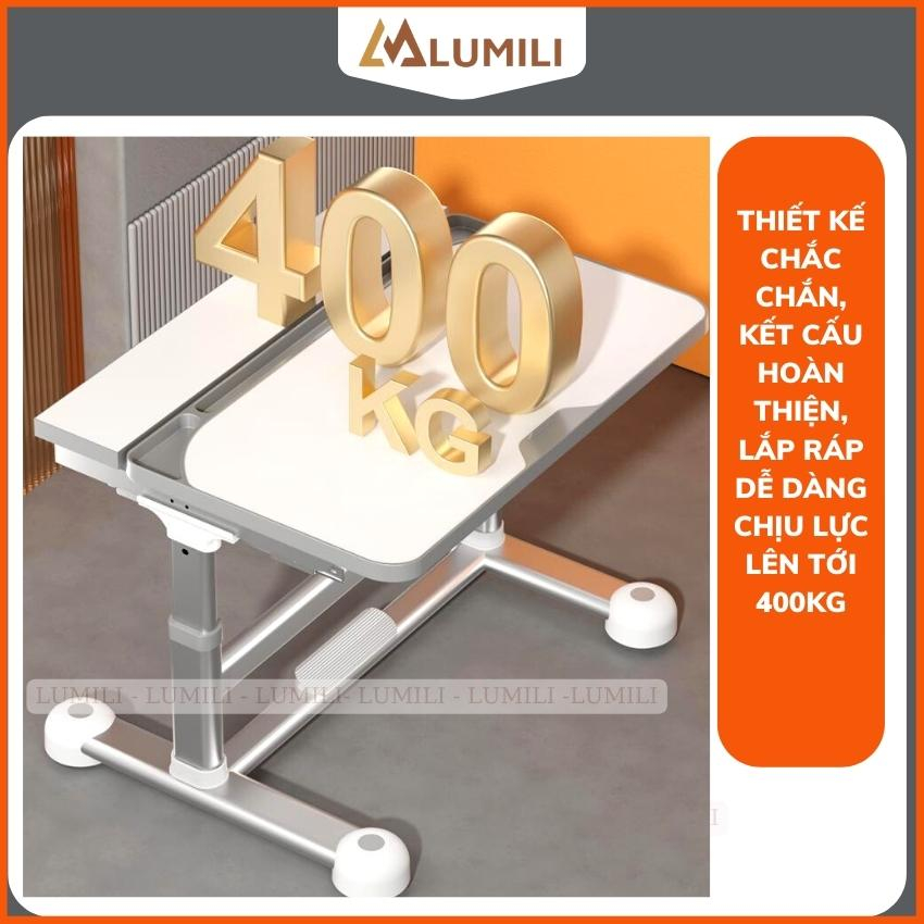 bàn học cho bé LUMILI R22+ PREMIUM, bàn ghế học sinh nâng hạ tay quay, bàn học chống gù chống cận kích thước 80cm