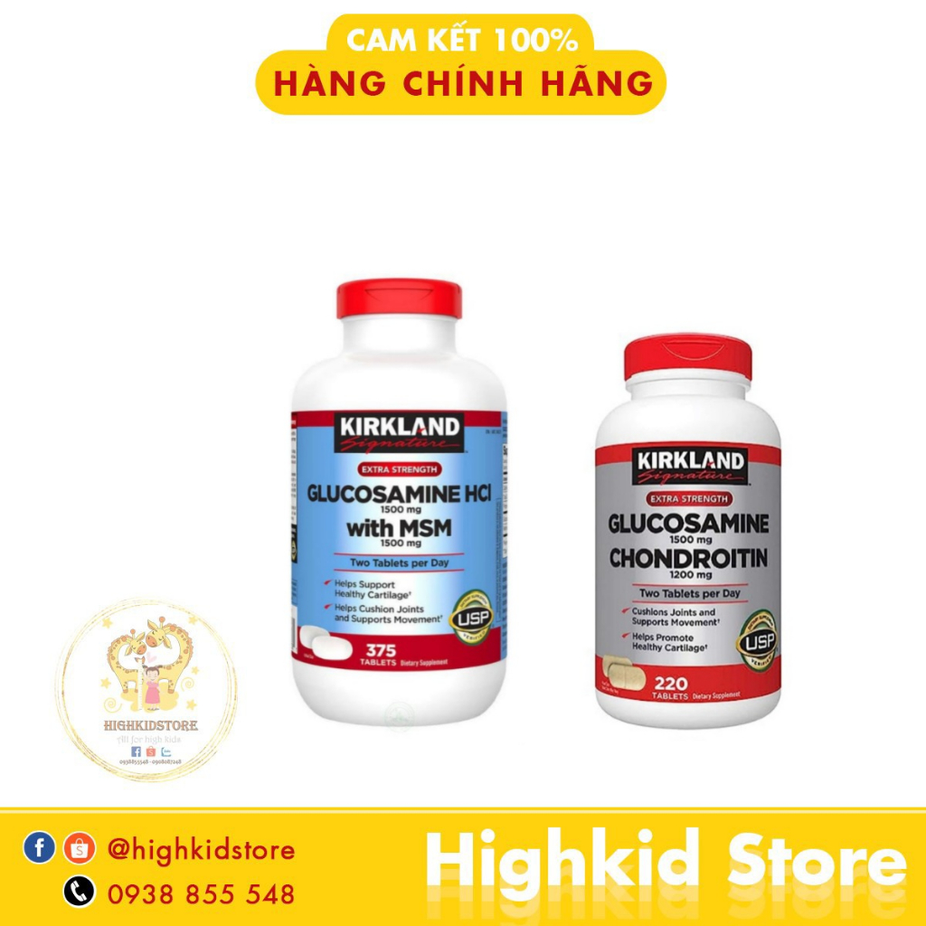 Viên uống Glucosámine Chondroitin 1500mg Glucosamine HCL Kirkland