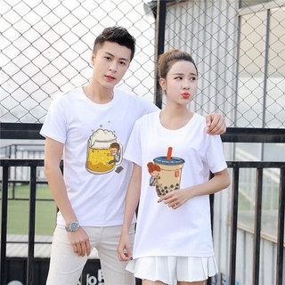 Áo cặp nam nữ, áo phông đôi in hình ly bia và trà sữa chất cotton thoáng mát thấm hút co giản ( GIÁ 1 ÁO)