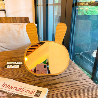 Gương soi để bàn, gương trang điểm gỗ decor phòng thỏ và gấu