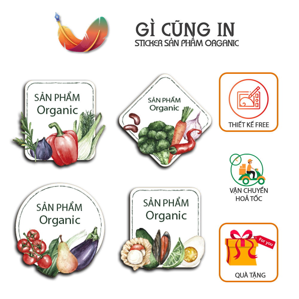 TICKER SẢN PHẨM RAU CỦ ORGANIC - IN TEM NHÃN DÁN - DECAL DÁN - STICKERS ...